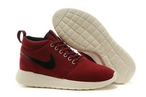 Wmns Nike Roshe Run Womenss Shoes High Warm Special Deep Wine Red Black Low Price